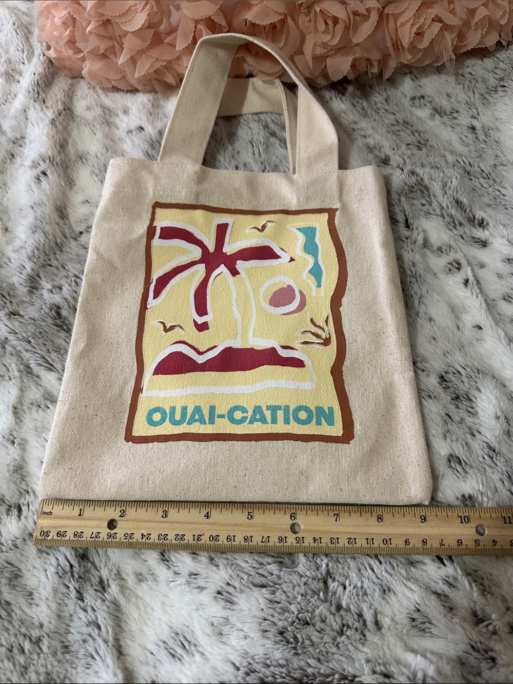 Beige Canvas Tote Bag with Colorful Graphic-with BONUS gift 🎁 - Picture 5 of 6